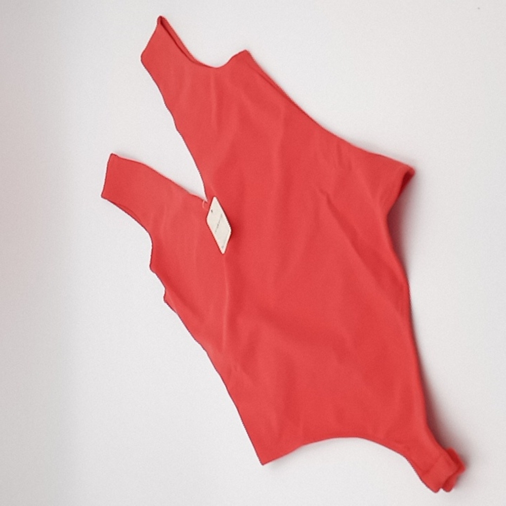 Free People Keep It Sleek Bodysuit Pink Poinsettia S